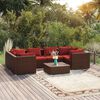 vidaXL 7-tlg. Garten-Lounge-Set mit Kissen Poly Rattan Braun