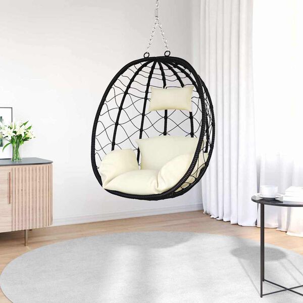 vidaXL H&auml;ngendes Ei-Stuhl Cremewei&szlig; 91,5 x 60 x 110 cm Poly-Rattan