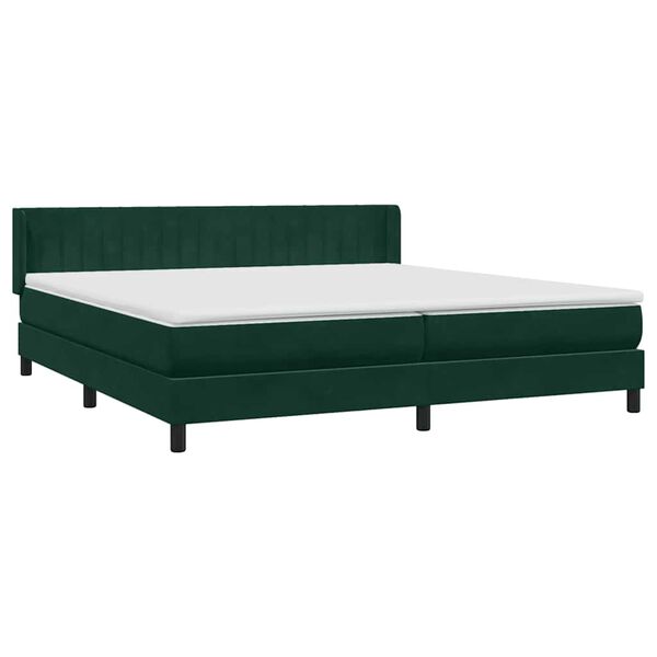 vidaXL Boxspringbett mit Matratze Dunkelgr&uuml;n 180x220 cm Samt