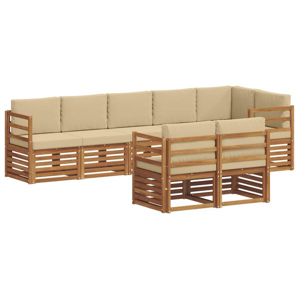 vidaXL Sofagarnituren 8 pcs Natur und Beige Massivholz Akazie