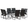 vidaXL Garten Essgruppe 9 pcs Schwarz Stahl