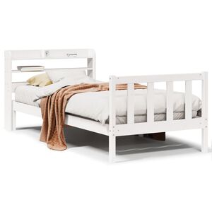 vidaXL Massivholzbett ohne Matratze Wei&szlig; 75x190 cm Kiefernholz