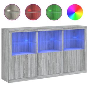 vidaXL Sideboard mit LED-Leuchten Grau Sonoma 181,5x37x100 cm