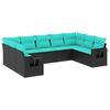 vidaXL 9-teiliges Gartensofa-Set mit Kissen, schwarzes Polyrattan
