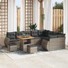 vidaXL Gartensofa-set mit Kissen mit Speicher 12 pcs Grau Poly Rattan