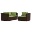 vidaXL 3-tlg. Garten-Lounge-Set mit Kissen Braun Poly Rattan