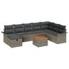 vidaXL Gartensofa-set mit Kissen mit Speicher 9 pcs Grau Poly Rattan