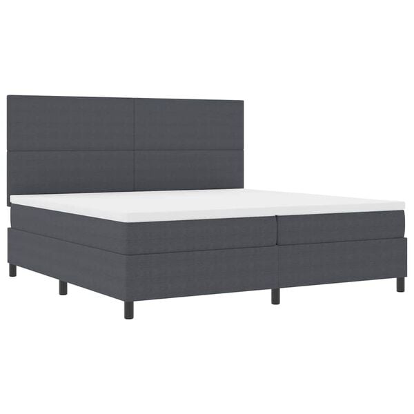 vidaXL Boxspringbett Dunkelgrau und Wei&szlig; 200 x 200 cm Cordstoff