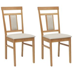 vidaXL Esszimmerstuhl 2 pcs Nat&uuml;rlich und hell Massives Gummiholz