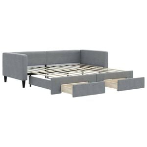 vidaXL Tagesbett Ausziehbar mit Schubladen Hellgrau 100x190 cm Stoff