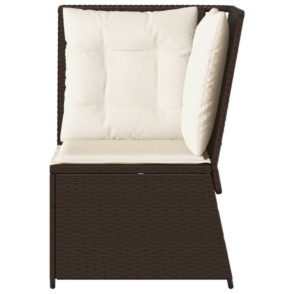vidaXL Garten-Ecksofa mit Kissen Braun Poly Rattan