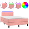 vidaXL Boxspringbett mit Matratze & LED Rosa 120x190 cm Samt