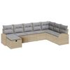 vidaXL Garten-Sofa-Set mit Kissen mit Speicher 8 pcs Beige Poly Rattan