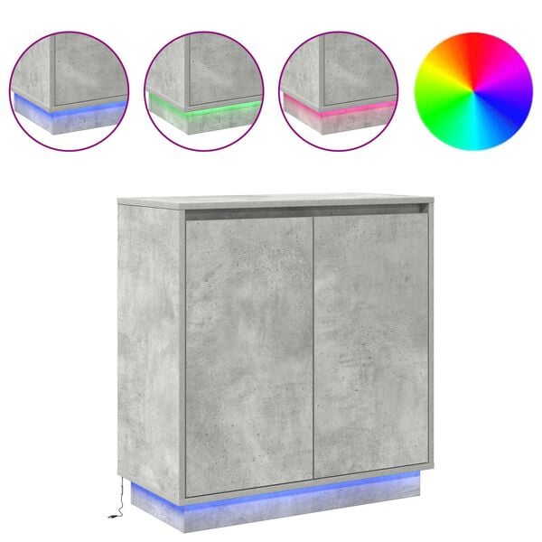 vidaXL LED-Sideboard Beton Grau 71 x 34,5 x 75 cm Holzwerkstoff
