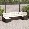 vidaXL Sofa Set mit Kissen 7 pcs Braun Poly Rattan