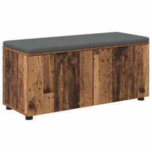 vidaXL Flurbank mit Kissen mit Regal mit T&uuml;r Altholz 100 x 38 x 46 cm
