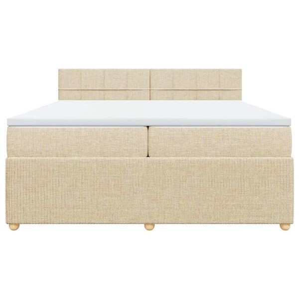 vidaXL Boxspringbett mit Matratze Creme 200x200 cm Stoff