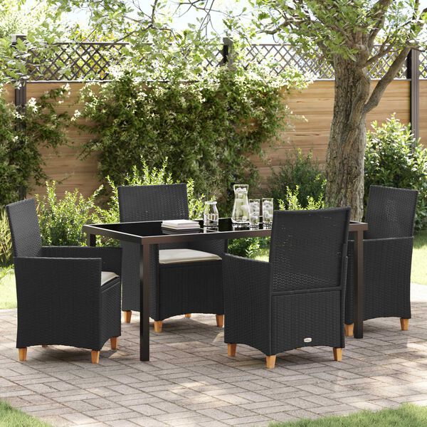 vidaXL Garten Essgruppe 5 pcs Schwarz Poly-Rattan
