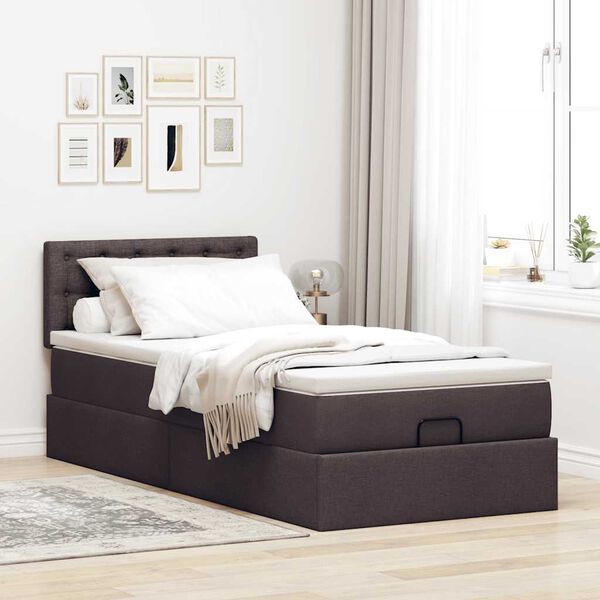 vidaXL Ottoman-Bett mit Matratze Dunkelbraun 90x190 cm Stoff