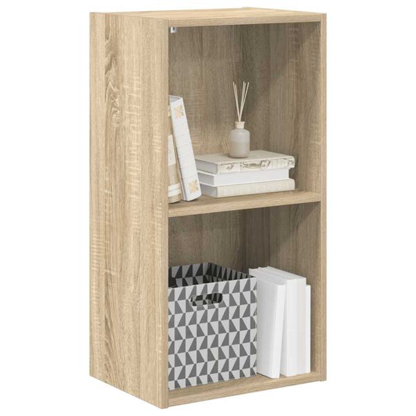 vidaXL B&uuml;cherregal 2 F&auml;cher Sonoma-Eiche 40x30x76,5 cm Holzwerkstoff