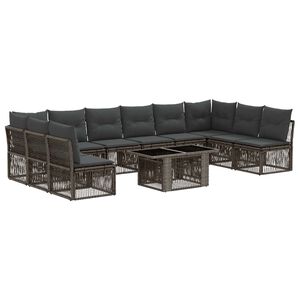 vidaXL Gartensofa-set 11 stk. Grau Poly-Rattan