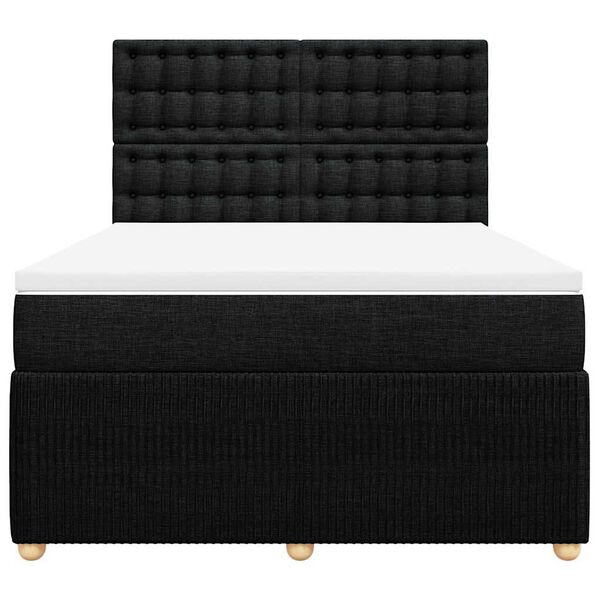 vidaXL Boxspringbett mit Matratze Schwarz 140x200 cm Stoff