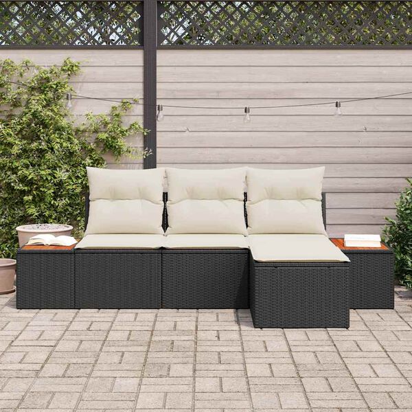 vidaXL Gartensofa-set mit Kissen mit Kissen 4 pcs Schwarz Poly-Rattan