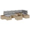 vidaXL Garten-Sofa-Set mit Kissen mit Speicher 8 pcs Beige Poly Rattan