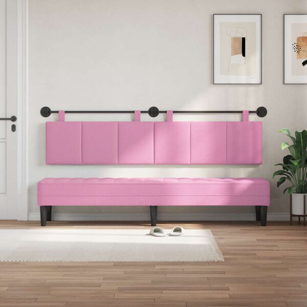 vidaXL H&auml;ngevorderseite Wandmontiert Rosa 210 x 55 x 5 cm Stoff