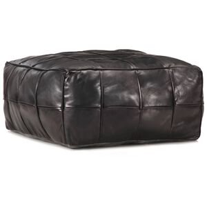 vidaXL Pouf Schwarz 60 x 60 x 30 cm Echtes Ziegenleder