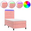 vidaXL Boxspringbett mit Matratze & LED Rosa 90x190 cm Samt