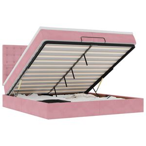 vidaXL Ottoman-Bett mit Matratzen & LEDs Rosa 200x200 cm Samt