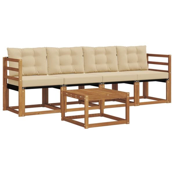 vidaXL Outdoor-Sofagarnitur mit Kissen 5 pcs Natur und Beige