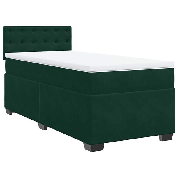 vidaXL Boxspringbett mit Matratze Dunkelgrün 90x190 cm Samt