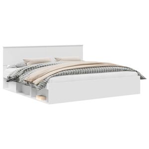 vidaXL Bettrahmen mit Kopfteil Wei&szlig; 200 x 200 cm Massives Kiefernholz