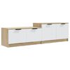 vidaXL TV-Schrank Wei&szlig; und Sonoma-Eiche 158,5x36x45 cm Holzwerkstoff