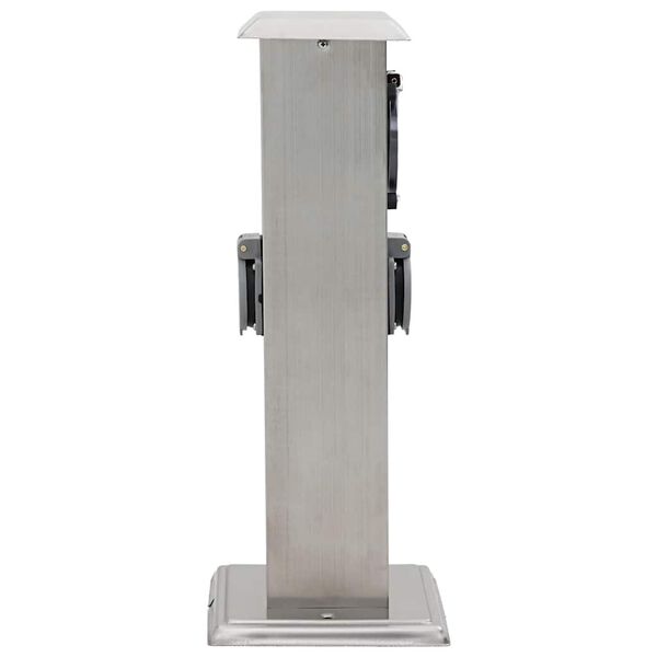 Gartensteckdose Steckdosenturm Edelstahl mit Timer