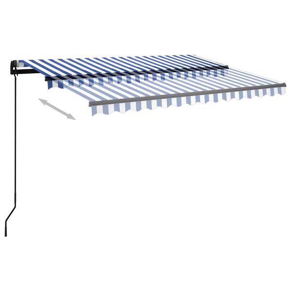 vidaXL Markise Manuell Einziehbar mit LED 3,5x2,5 m Blau und Wei&szlig;