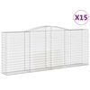 vidaXL Gabionen mit Hochbogen 15 Stk 400x50x160/180cm Verzinktes Eisen