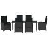 vidaXL Garten Essgruppe mit Kissen 7 pcs Schwarz Poly-Rattan