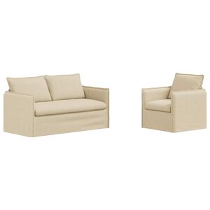 vidaXL Sofa Set 2 pcs Creme 196 x 82 x 85 cm Stoff