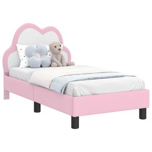 vidaXL Kinderbettgestell mit Kopfteil mit Kopfteil Rosa 70 x 140 cm PU