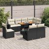 vidaXL 9-tlg. Garten-Sofagarnitur mit Kissen Schwarz Poly Rattan