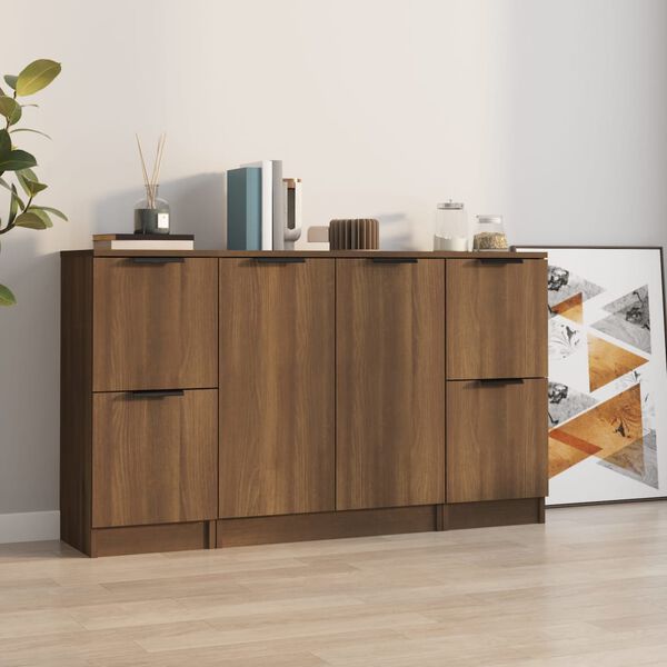 vidaXL Sideboards 3 Stk. Braun Eichen-Optik Holzwerkstoff