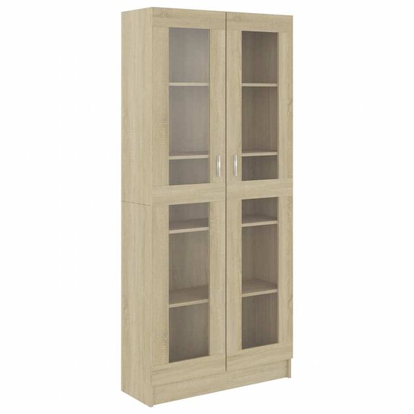 vidaXL Vitrinenschrank Sonoma-Eiche 82,5x30,5x185 cm Holzwerkstoff