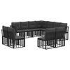 vidaXL Outdoor-Sofagarnitur mit Kissen 11 pcs Schwarz Polyester