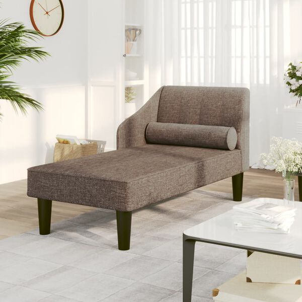 vidaXL Chaiselongue mit Nackenrolle Taupe Stoff