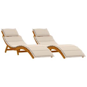 vidaXL Sonnenliege 2 stk. Massivholz Akazie Cremewei&szlig;