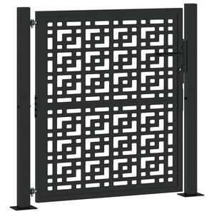 vidaXL Gartentor Schwarz 100x100 cm Stahl Kreuz-Design