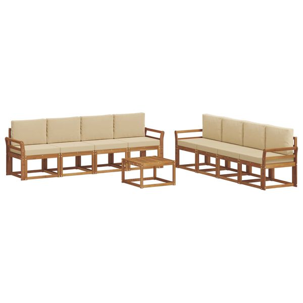 vidaXL Outdoor-Sofagarnitur 9 pcs Natur und Beige Massivholz Akazie